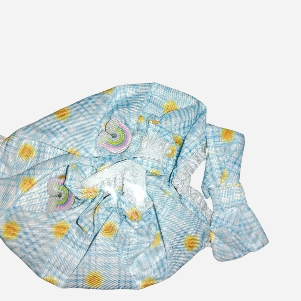 Kawaii Doll Clothes Set (Fits 6-7 inch Dolls) -Pink Checkered Jumper & Blue Sunf